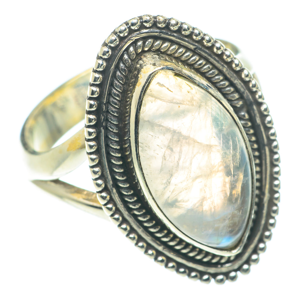Rainbow Moonstone Rings handcrafted by Ana Silver Co - RING66003