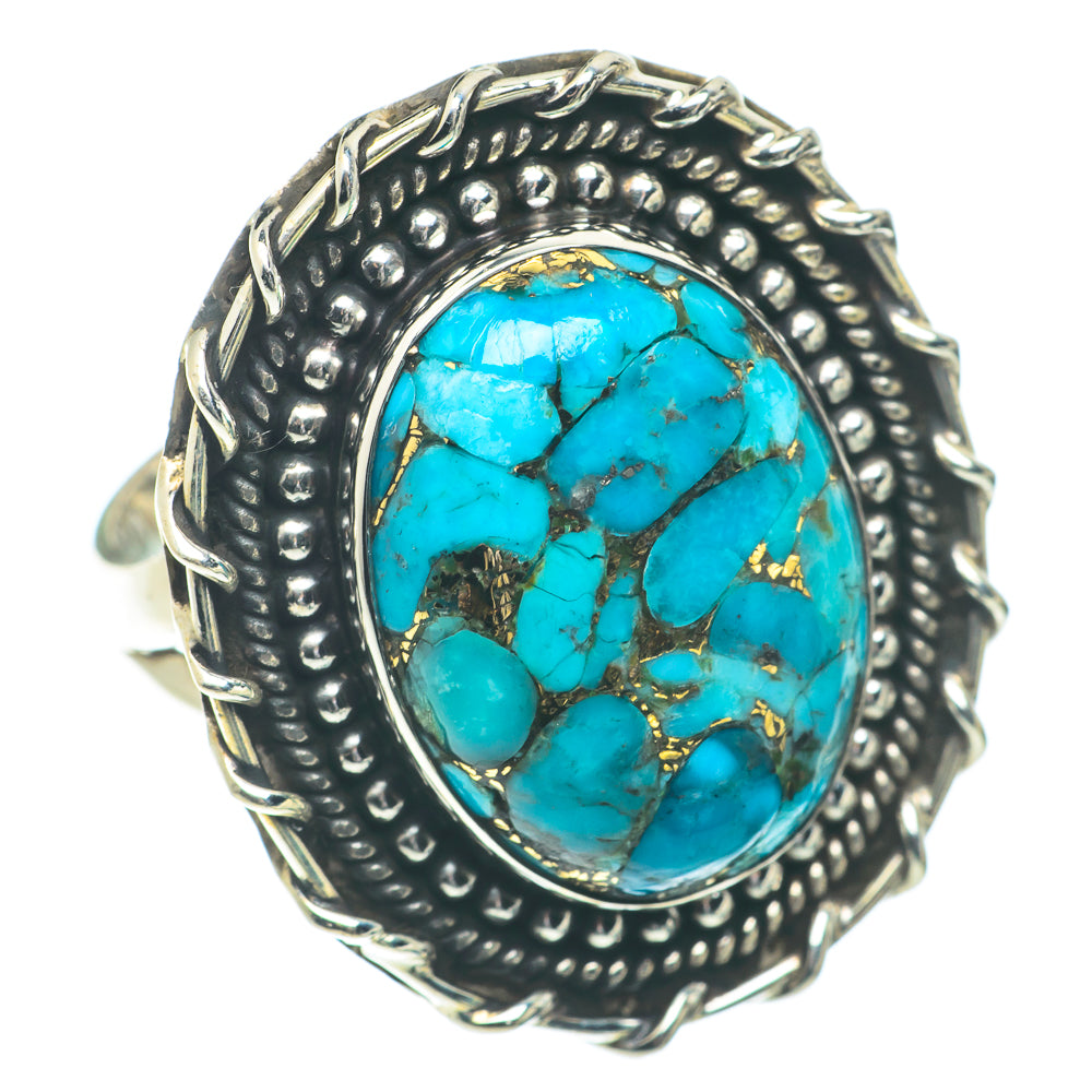 Blue Copper Composite Turquoise Rings handcrafted by Ana Silver Co - RING66214