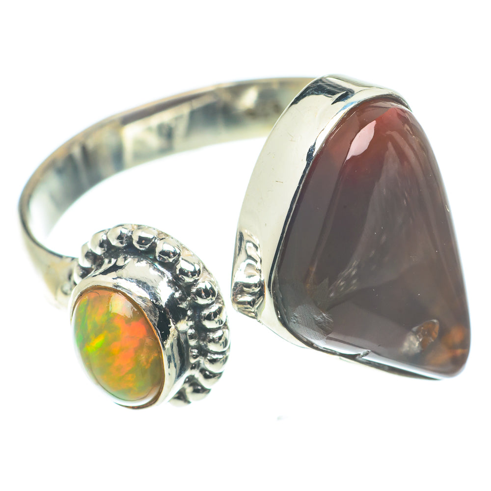 Mexican Fire Agate, Ethiopian Opal Rings handcrafted by Ana Silver Co - RING66243