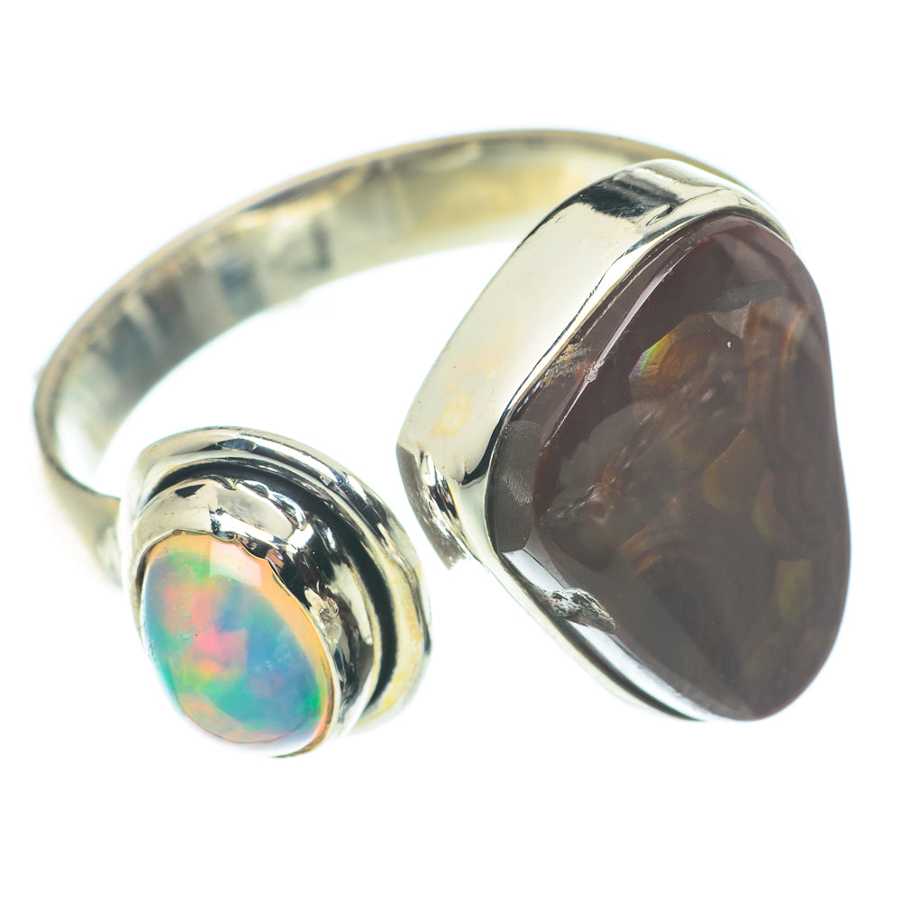 Mexican Fire Agate, Ethiopian Opal Rings handcrafted by Ana Silver Co - RING66273