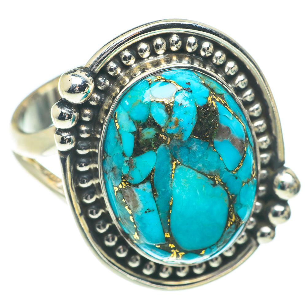 Blue Copper Composite Turquoise Rings handcrafted by Ana Silver Co - RING66374