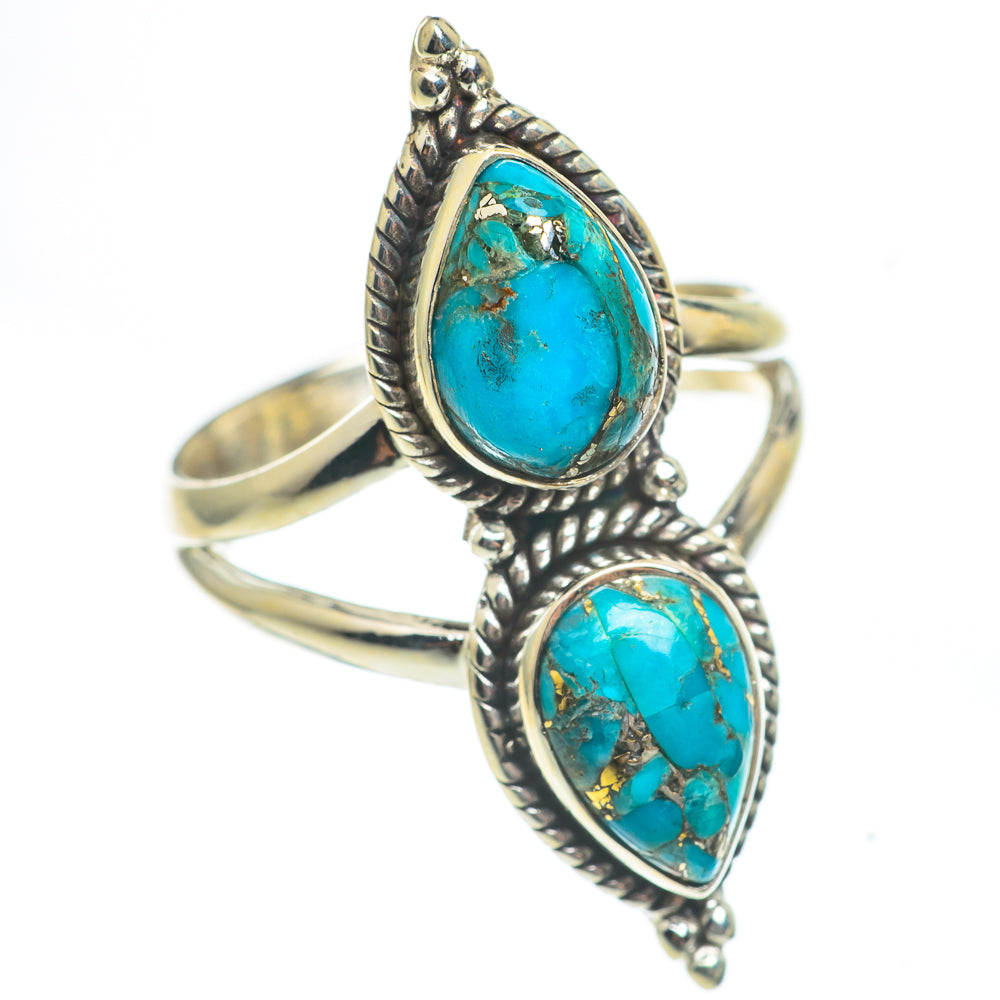 Blue Copper Composite Turquoise Rings handcrafted by Ana Silver Co - RING67010