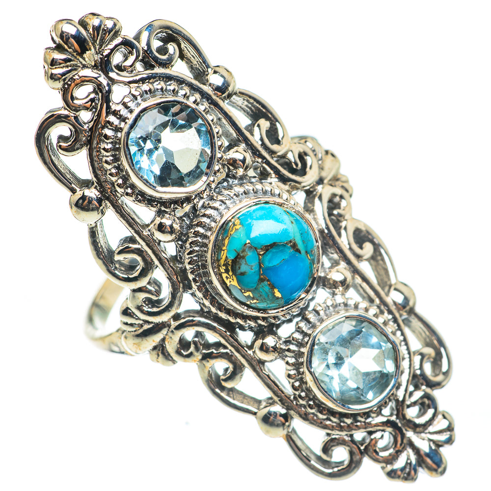 Blue Copper Composite Turquoise Rings handcrafted by Ana Silver Co - RING67118