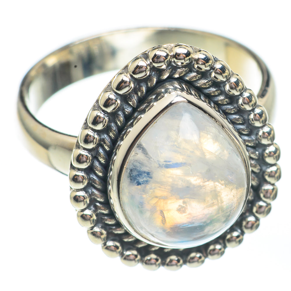 Rainbow Moonstone Rings handcrafted by Ana Silver Co - RING67829