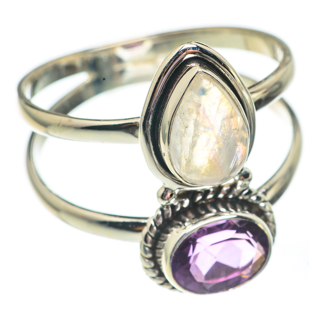 Rainbow Moonstone Rings handcrafted by Ana Silver Co - RING67950