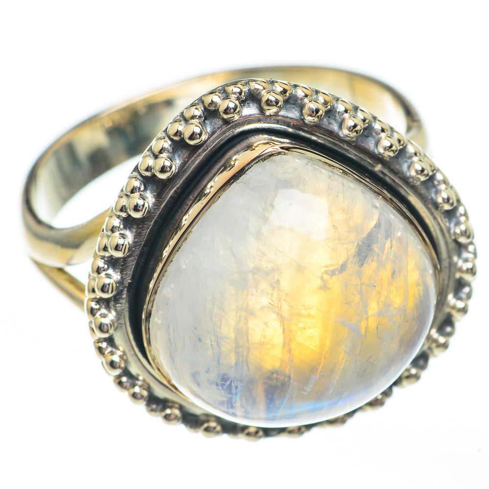 Rainbow Moonstone Rings handcrafted by Ana Silver Co - RING68007