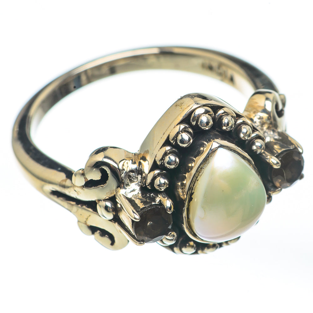 Cultured Pearl, Smoky Quartz Rings handcrafted by Ana Silver Co - RING68104