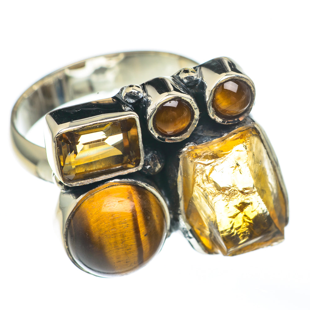 Citrine, Tiger Eye Rings handcrafted by Ana Silver Co - RING68121