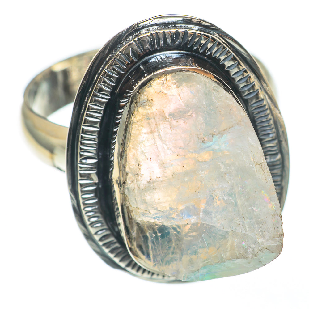 Rainbow Moonstone Rings handcrafted by Ana Silver Co - RING68136