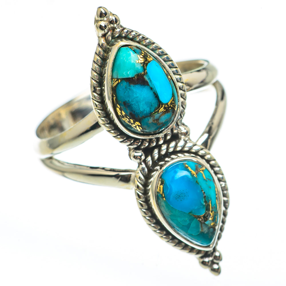 Blue Copper Composite Turquoise Rings handcrafted by Ana Silver Co - RING68179