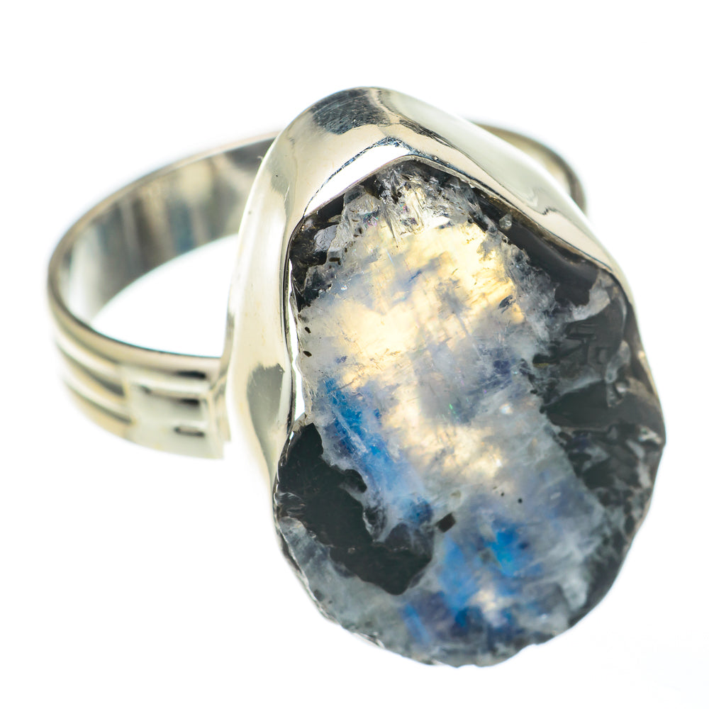 Rainbow Moonstone Rings handcrafted by Ana Silver Co - RING68204