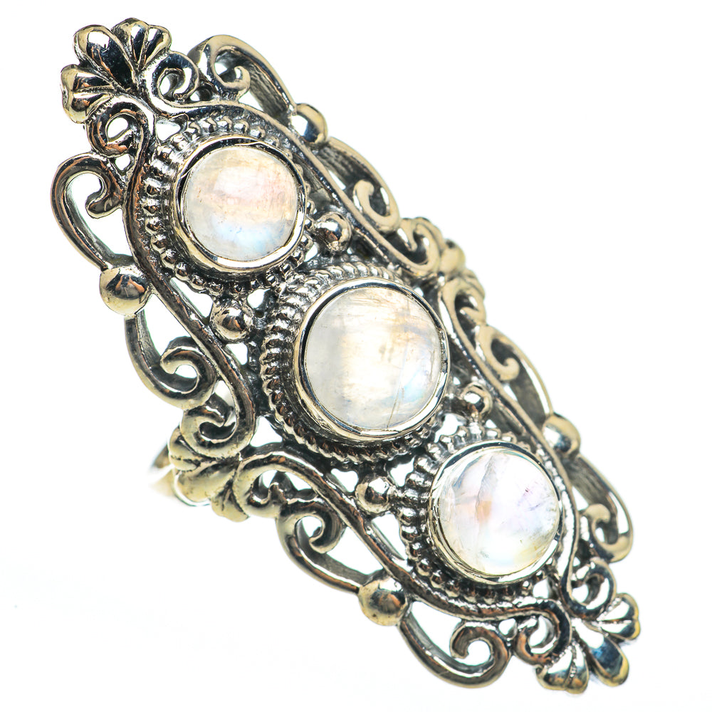 Rainbow Moonstone Rings handcrafted by Ana Silver Co - RING68342