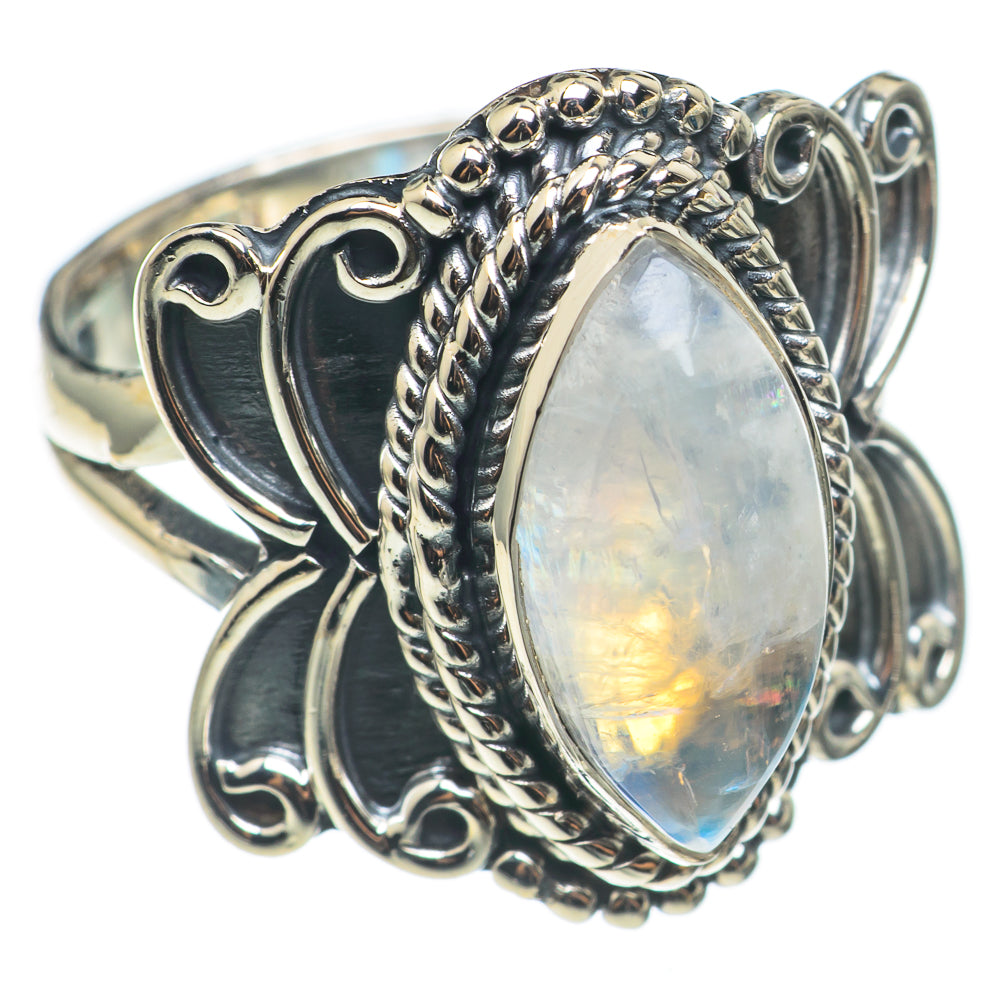 Rainbow Moonstone Rings handcrafted by Ana Silver Co - RING68403