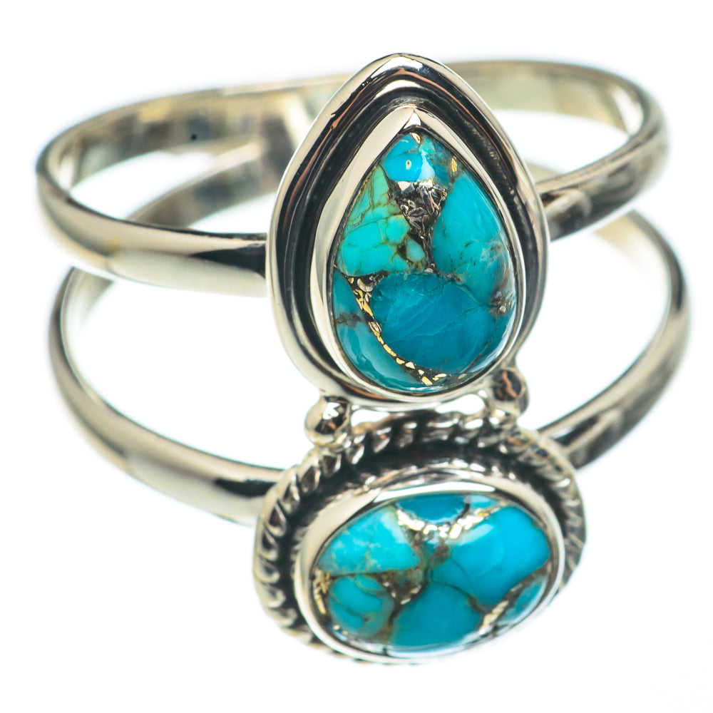Blue Copper Composite Turquoise Rings handcrafted by Ana Silver Co - RING68410