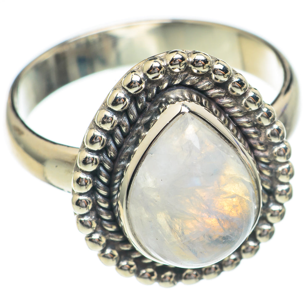 Rainbow Moonstone Rings handcrafted by Ana Silver Co - RING68865