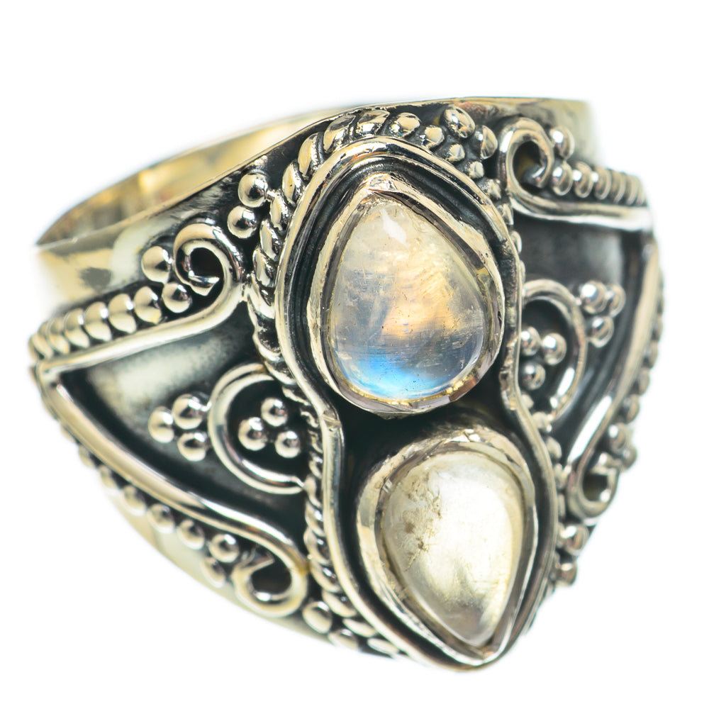 Rainbow Moonstone Rings handcrafted by Ana Silver Co - RING68868