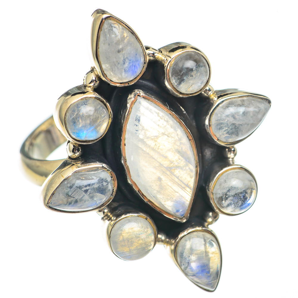 Rainbow Moonstone Rings handcrafted by Ana Silver Co - RING68900