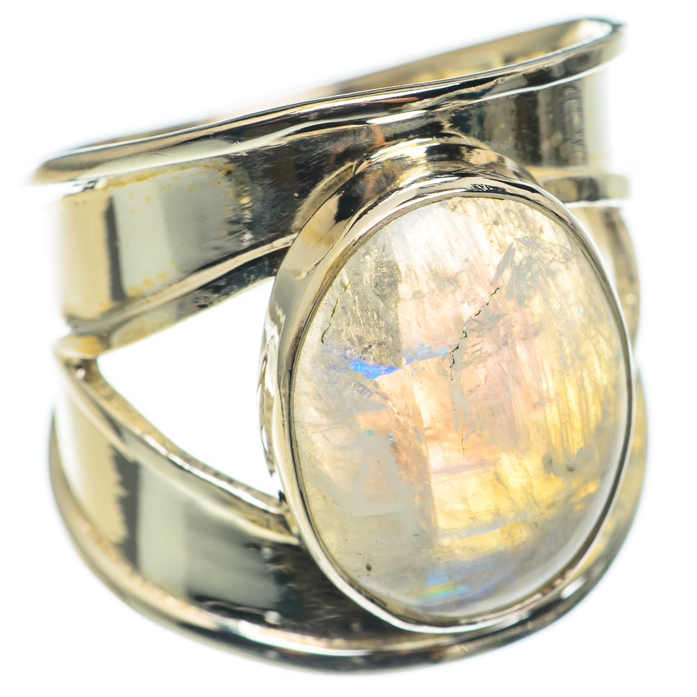 Rainbow Moonstone Rings handcrafted by Ana Silver Co - RING69014
