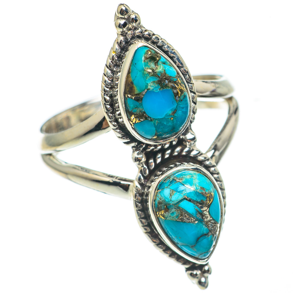 Blue Copper Composite Turquoise Rings handcrafted by Ana Silver Co - RING69027