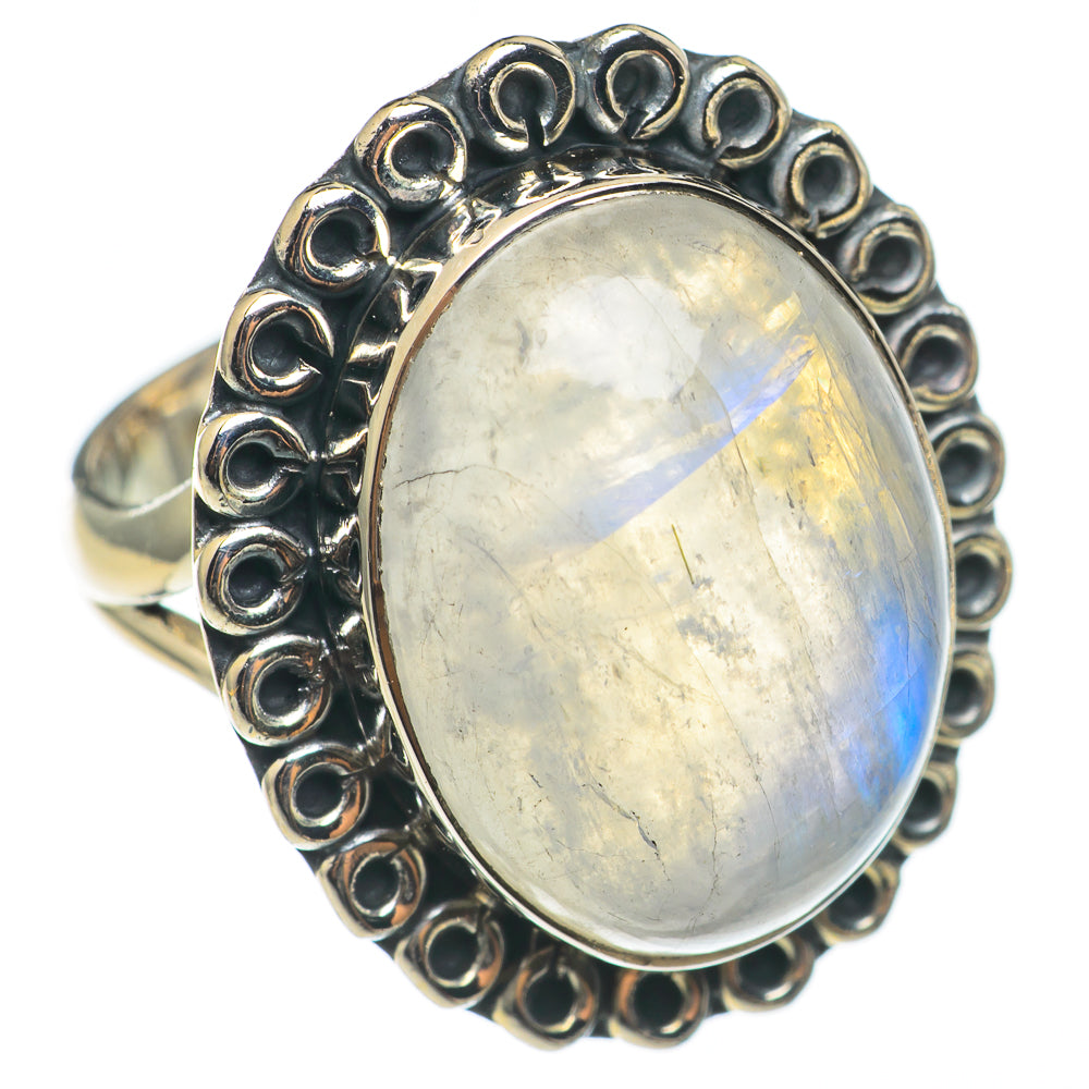 Rainbow Moonstone Rings handcrafted by Ana Silver Co - RING69054