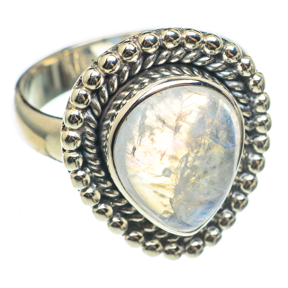 Rainbow Moonstone Rings handcrafted by Ana Silver Co - RING69092