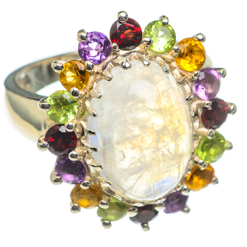 Rainbow Moonstone, Garnet, Peridot, Amethyst, Citrine Rings handcrafted by Ana Silver Co - RING69095