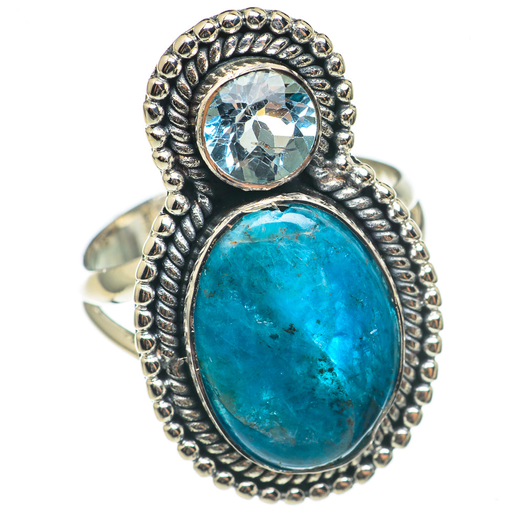 Chrysocolla In Quartz, Blue Topaz Rings handcrafted by Ana Silver Co - RING69128