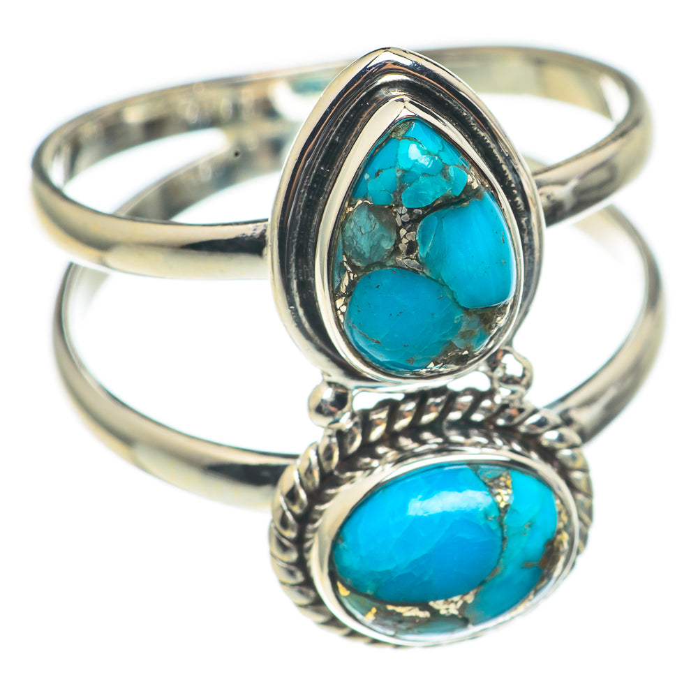 Blue Copper Composite Turquoise Rings handcrafted by Ana Silver Co - RING69164