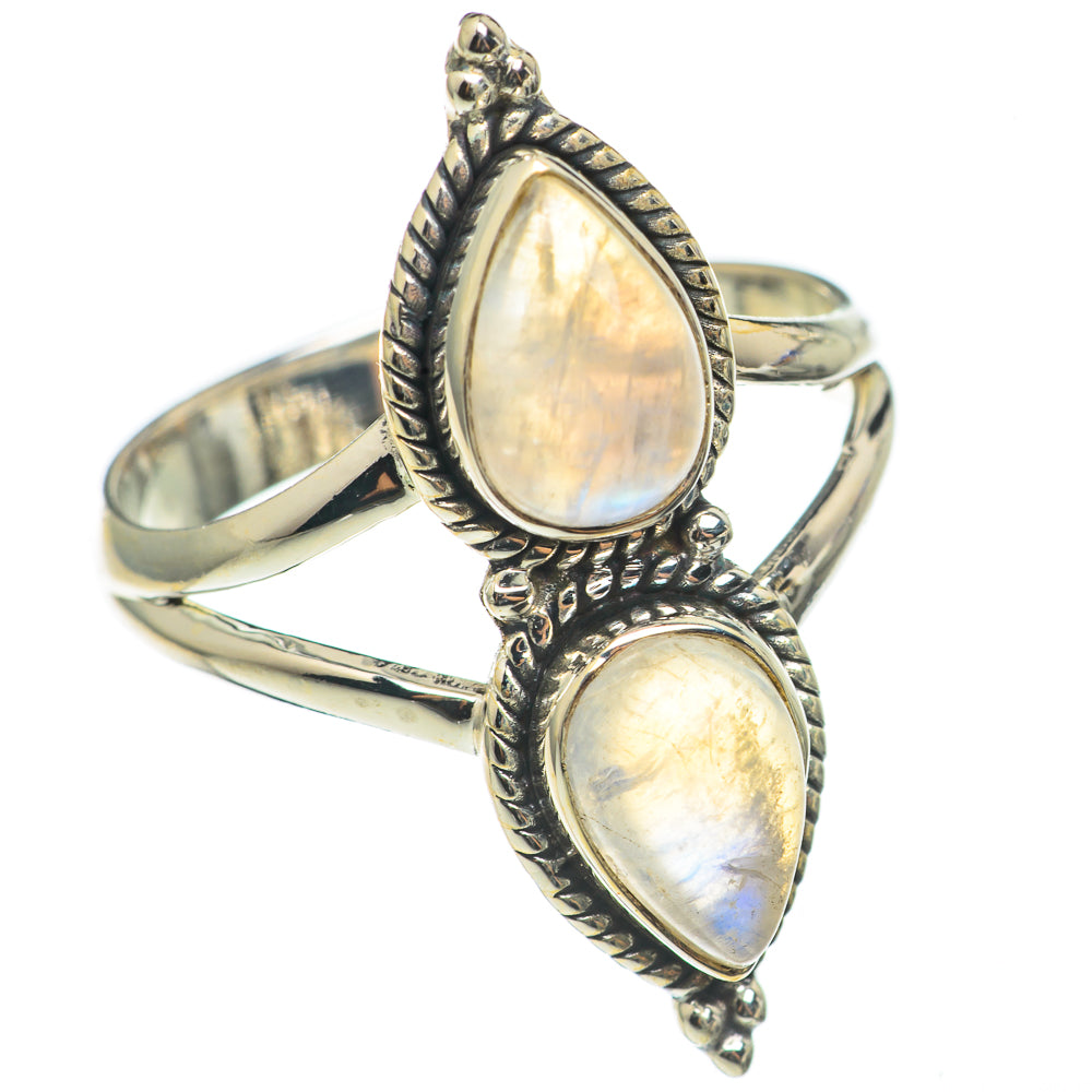 Rainbow Moonstone Rings handcrafted by Ana Silver Co - RING69223