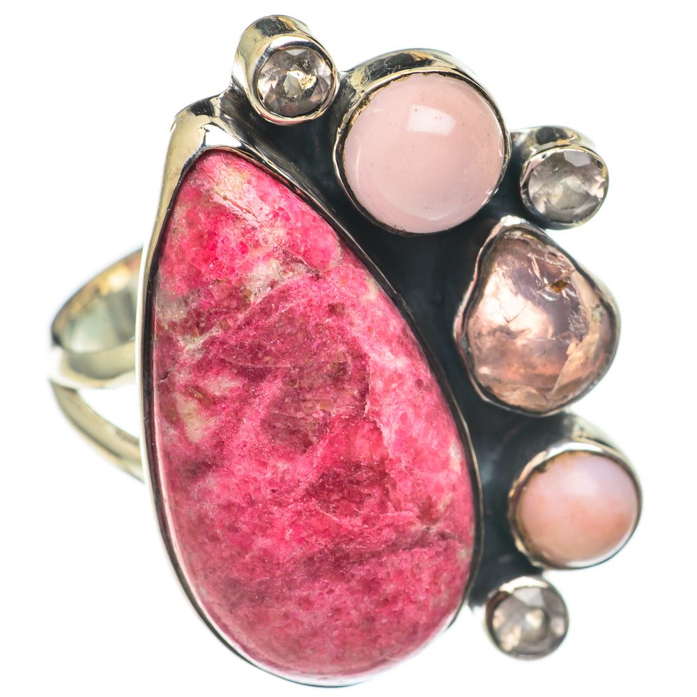 Thulite, Rose Quartz, Pink Opal Rings handcrafted by Ana Silver Co - RING69243