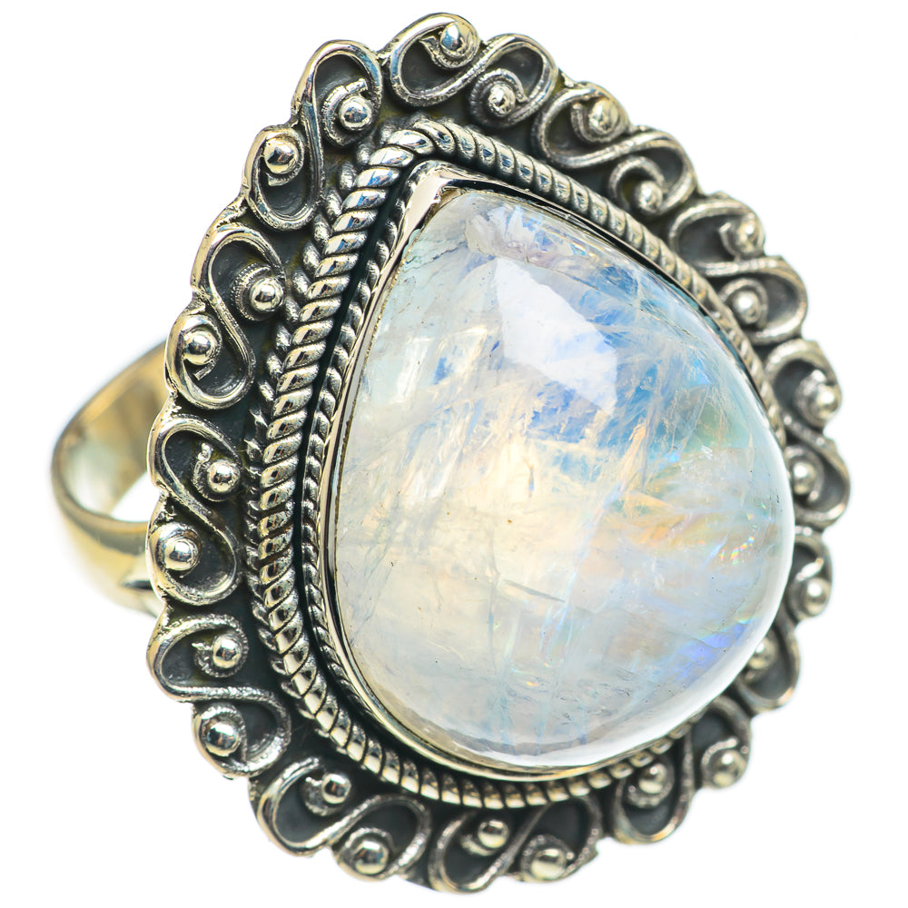 Rainbow Moonstone Rings handcrafted by Ana Silver Co - RING69254