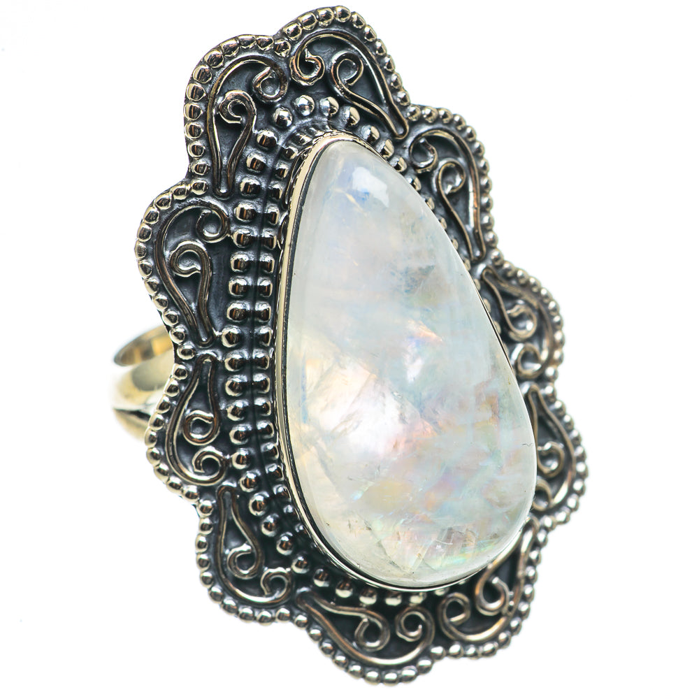 Rainbow Moonstone Rings handcrafted by Ana Silver Co - RING69286