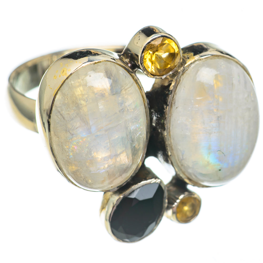 Rainbow Moonstone Rings handcrafted by Ana Silver Co - RING69370