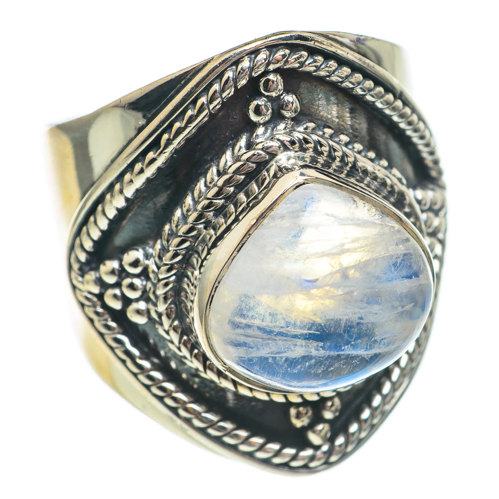 Rainbow Moonstone Rings handcrafted by Ana Silver Co - RING69404