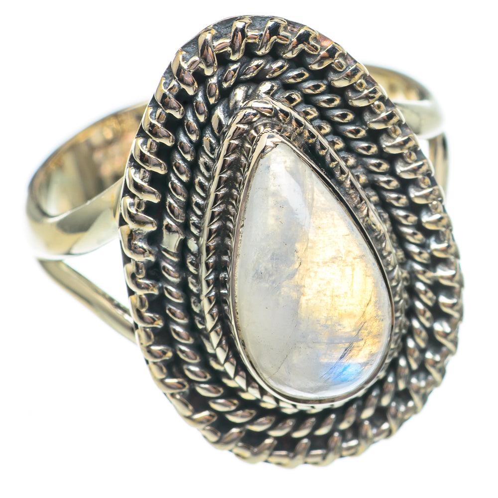 Rainbow Moonstone Rings handcrafted by Ana Silver Co - RING69405