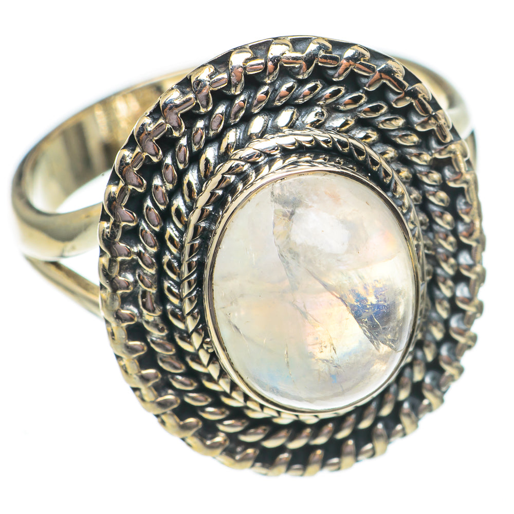Rainbow Moonstone Rings handcrafted by Ana Silver Co - RING69511