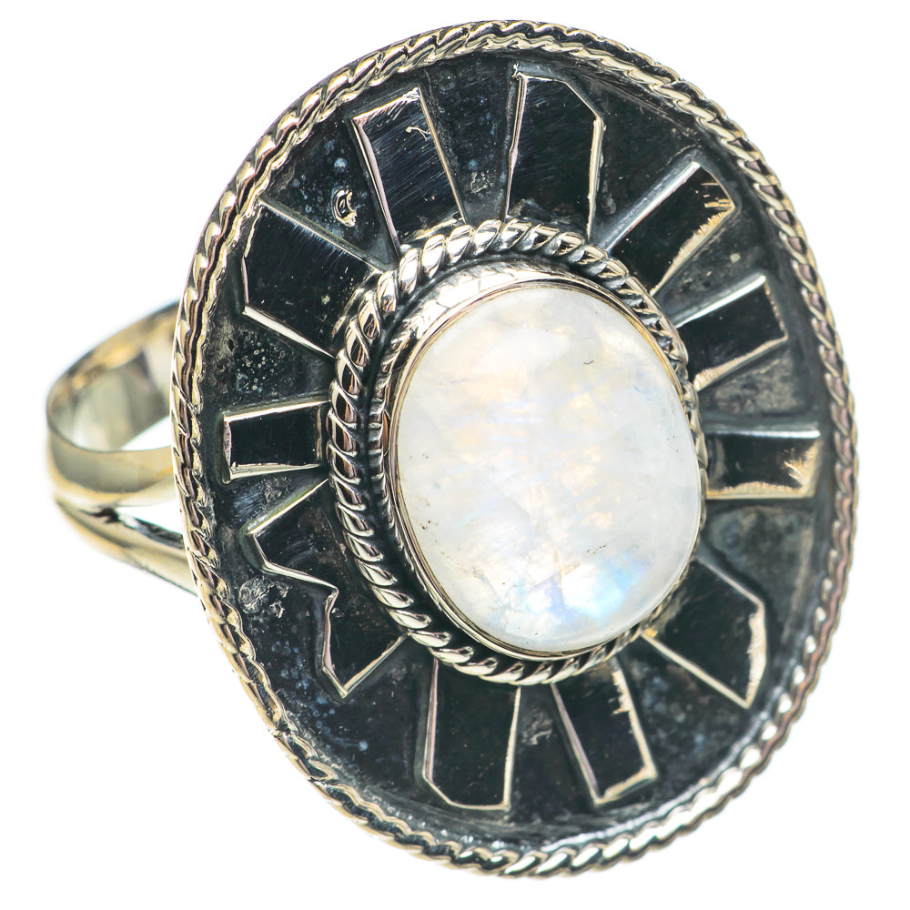 Rainbow Moonstone Rings handcrafted by Ana Silver Co - RING69547