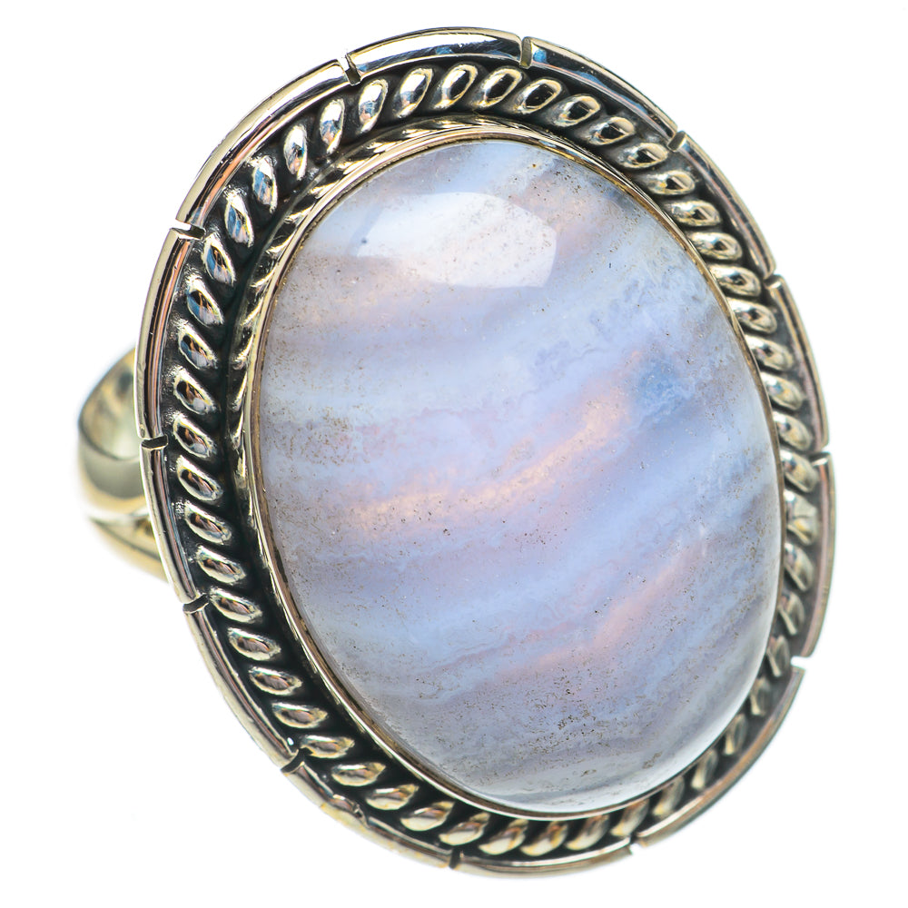 Blue Lace Agate Rings handcrafted by Ana Silver Co - RING69551