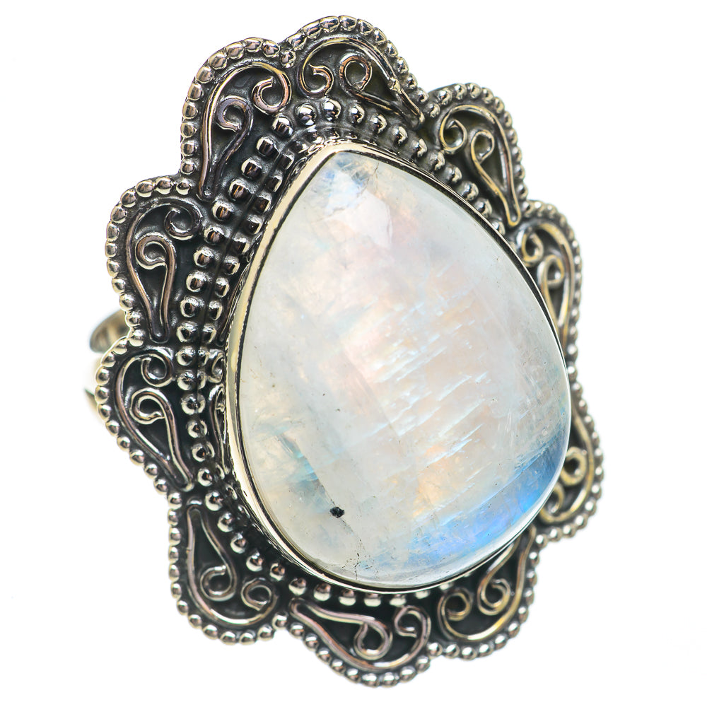 Rainbow Moonstone Rings handcrafted by Ana Silver Co - RING69590