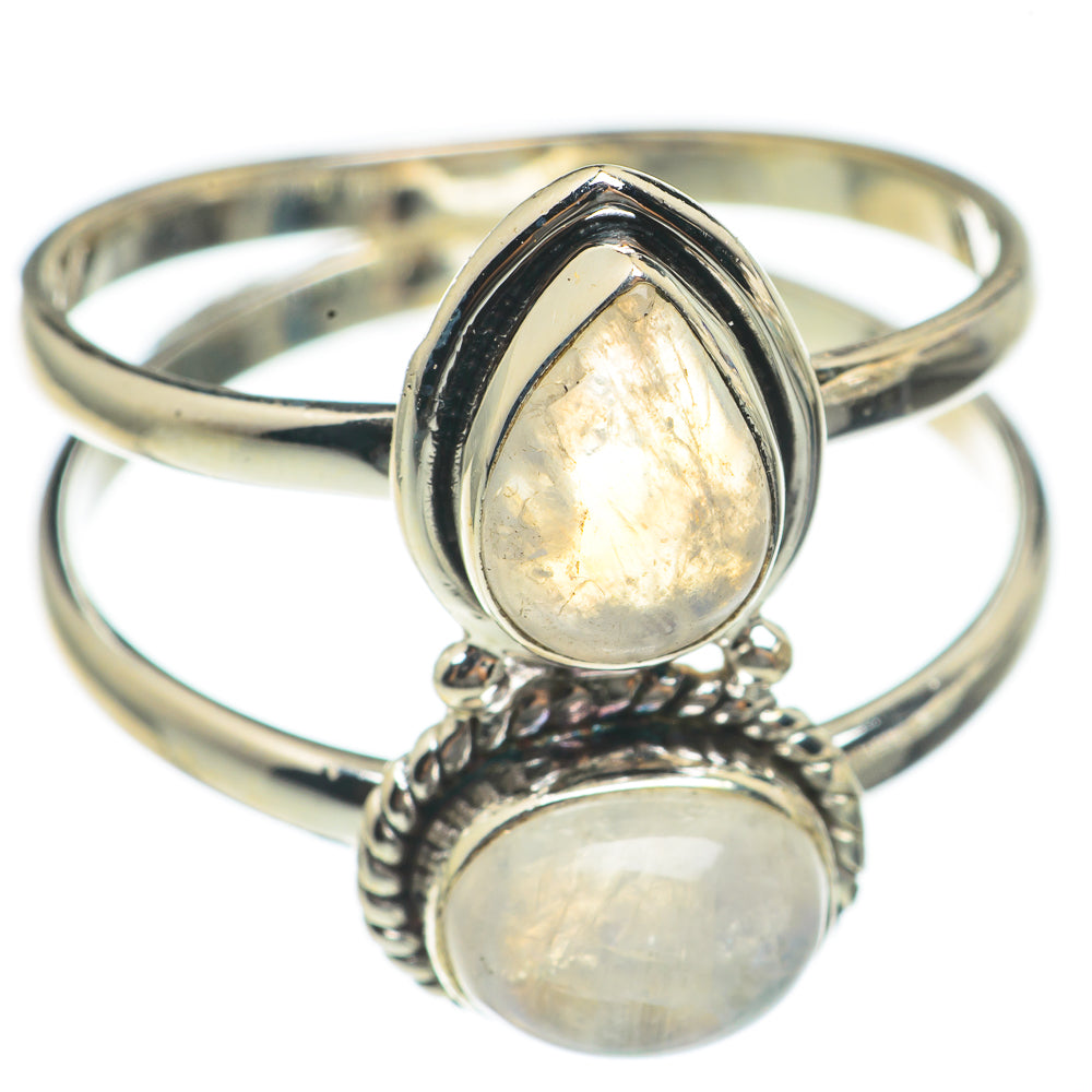 Rainbow Moonstone Rings handcrafted by Ana Silver Co - RING69716