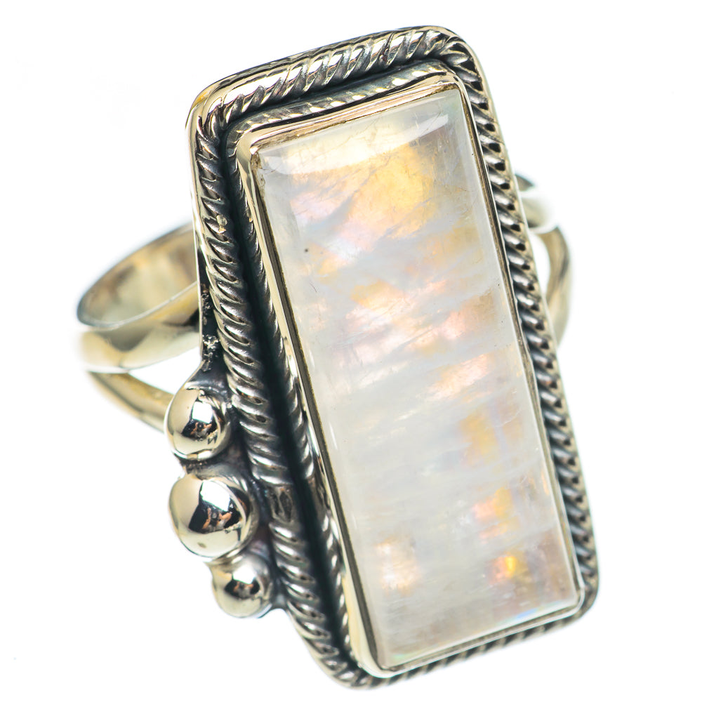 Rainbow Moonstone Rings handcrafted by Ana Silver Co - RING69849