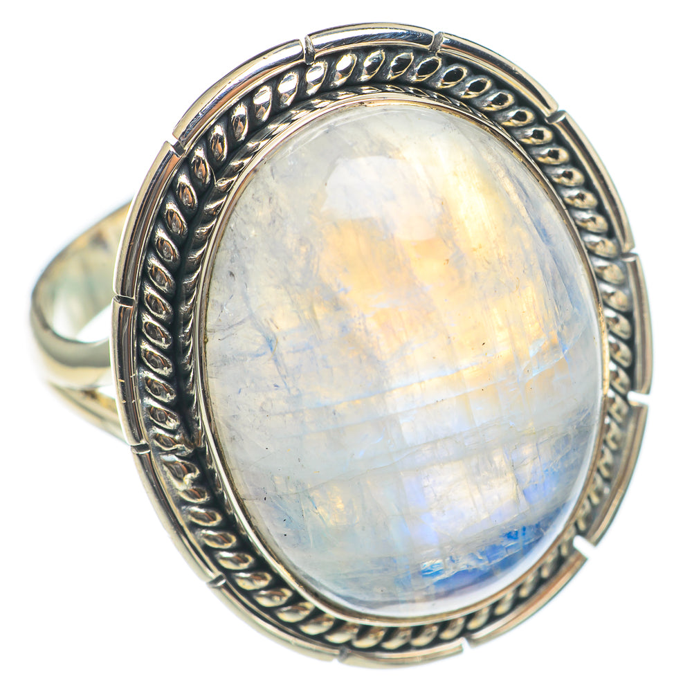 Rainbow Moonstone Rings handcrafted by Ana Silver Co - RING69978