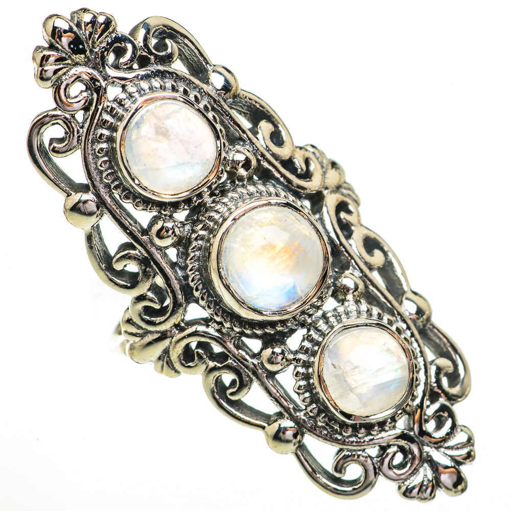 Rainbow Moonstone Rings handcrafted by Ana Silver Co - RING70546