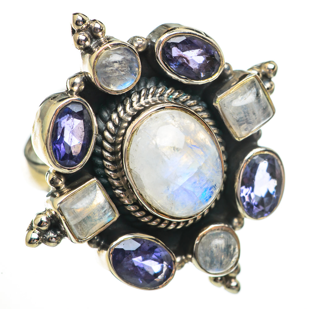 Rainbow Moonstone Rings handcrafted by Ana Silver Co - RING70561