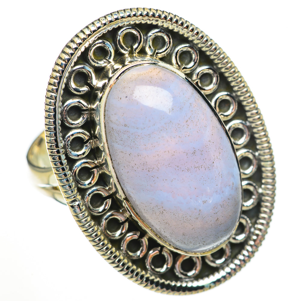 Blue Lace Agate Rings handcrafted by Ana Silver Co - RING70563