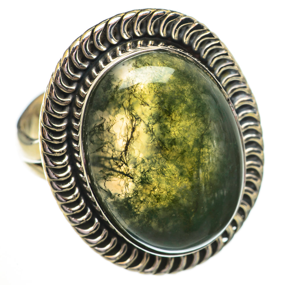 Green Moss Agate Rings handcrafted by Ana Silver Co - RING70656