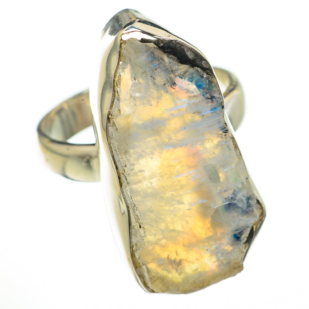 Rainbow Moonstone Rings handcrafted by Ana Silver Co - RING70681