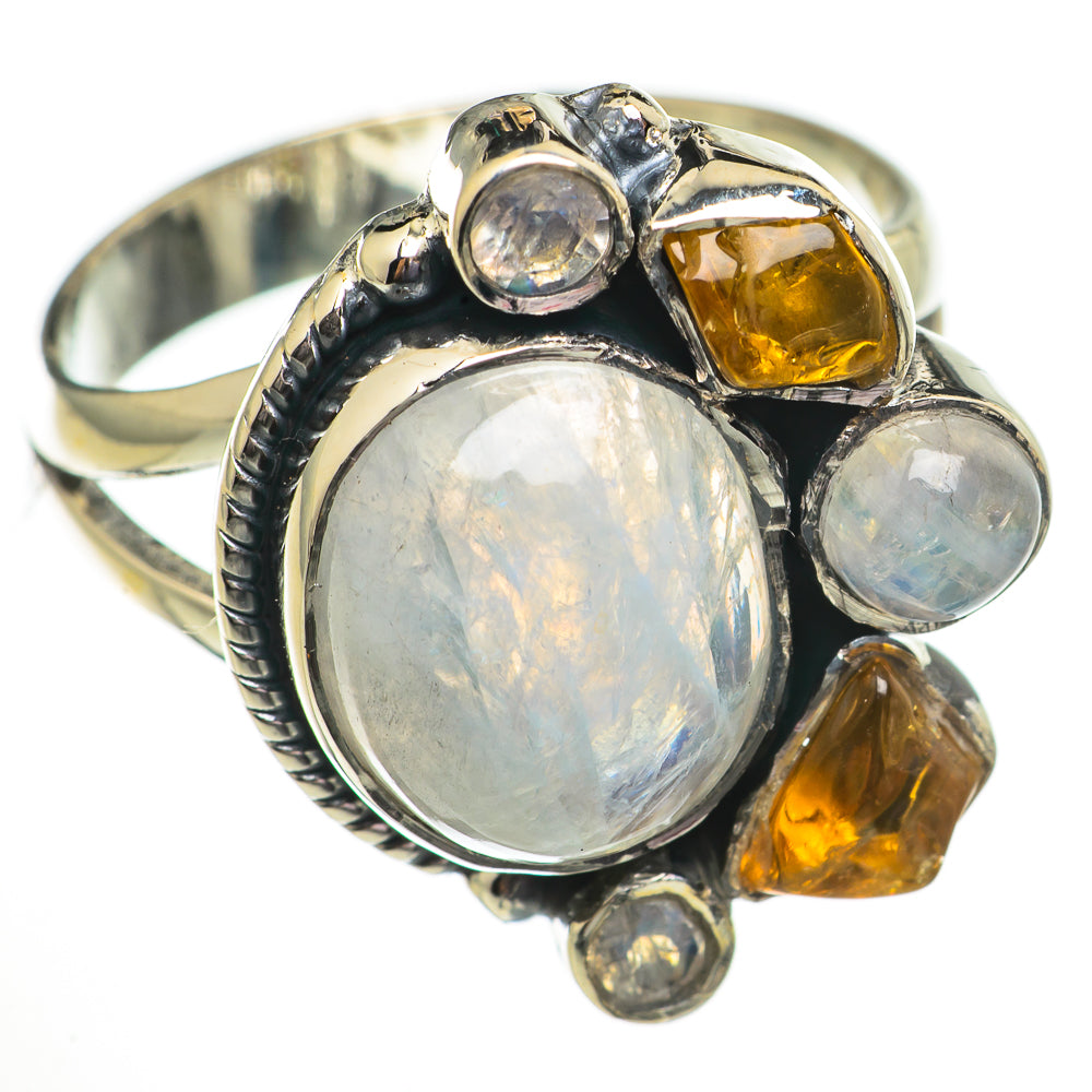 Rainbow Moonstone Rings handcrafted by Ana Silver Co - RING70740