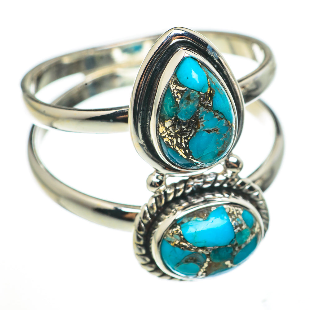 Blue Copper Composite Turquoise Rings handcrafted by Ana Silver Co - RING70885