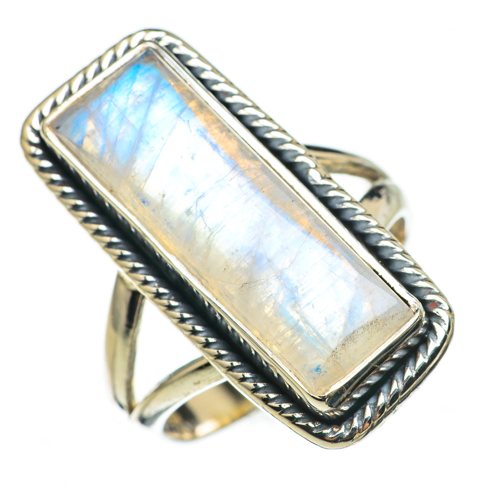 Rainbow Moonstone Rings handcrafted by Ana Silver Co - RING70958